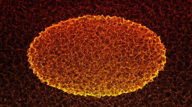 Kırmızı arka plan parçacıklar 3d render kayma bir ağ ile