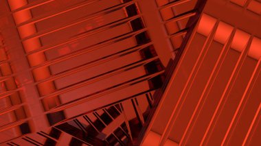 Soyut kırmızı küp geometrik fütüristik arka plan 3d işleme bilgisayar simülasyonu