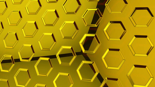 Abstract yellow glass futuristic background 3d rendering computer simulation