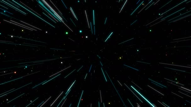 Animaties Abstracte Computer Schermbeveiliging Met Gekleurde Deeltjes Een Zwarte Ruimte — Stockvideo