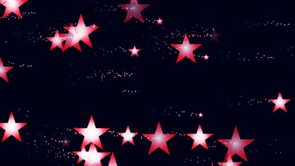 Computer Video Animation Abstract Clip Stylized Red Stars Moving Left — Stock Video
