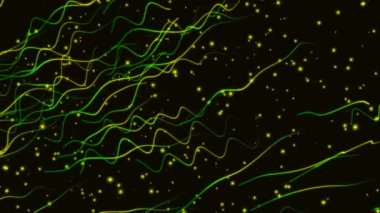 Siyah bir arka plan üzerinde yeşil alanda nesneleri 3d render ile bilimsel bilgisayar animasyon soyut