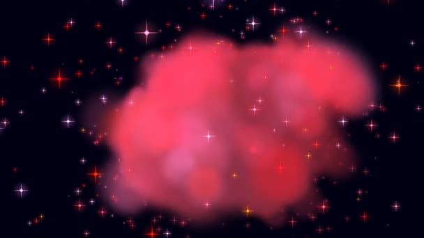 Animation informatique scientifique abstraite avec rendu 3D d'objets dans l'espace étoile rouge sur fond noir 