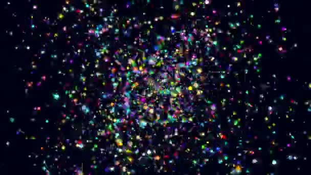 Abstract Scientific Computer Animation Rendering Objects Space Colored Particle Black — Stock Video