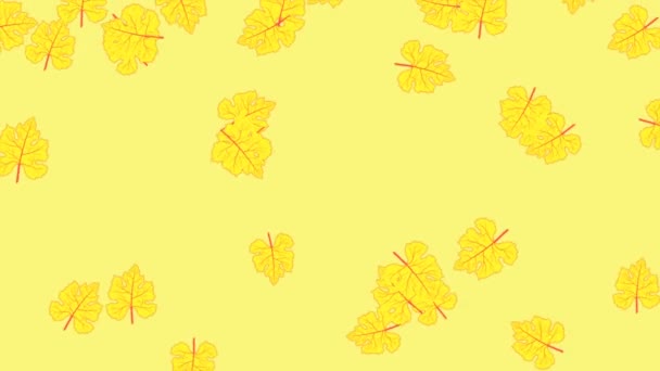 Yellow Autumn Maple Leaves Falling Light Yellow Background Computer Rendered — Stock Video