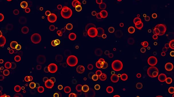 Clip vidéo animé économiseur d'écran d'ordinateur abstrait avec des boules mobiles avec des effets de transparence et de dégradé de couleur 