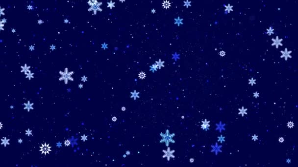 Animated New Year Beautiful Screen Saver Snowflakes Blue Tones Rendering — стоковое видео