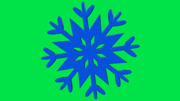 Forma Tridimensional Abstrata Floco Neve Azul Gira Torno Seu Próprio — Vídeo de Stock