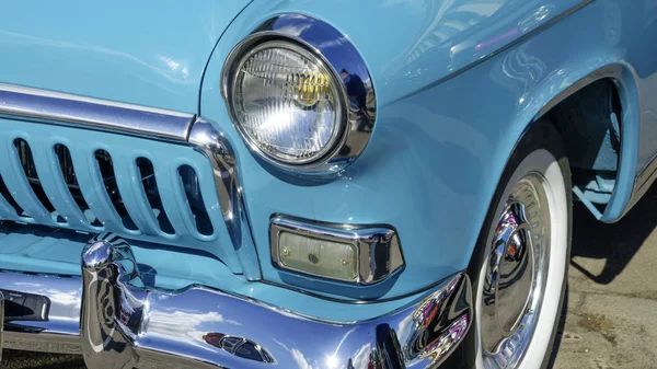 Headlight Front Radiator Old Retro Car Blue — Stock Photo, Image