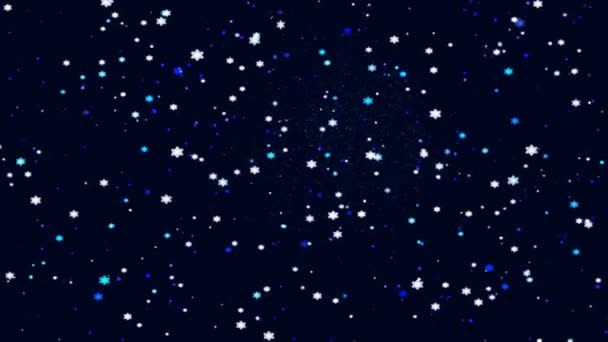 Festive Animated Christmas Computer Screensaver Moving Stylized Snowflakes Dark Background — Stock Video