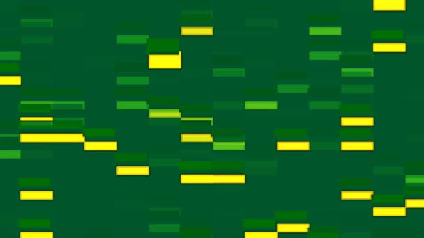 Абстрактная Компьютерная Видеокомпозиция Фоновом Режиме Движущимися Прямоугольными Фигурами Зеленых Желтых — стоковое видео