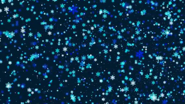 移動のアニメーション クリスマス コンピューター スクリーン セーバーはお祭りに雪と暗い背景に星が様式化されました — ストック動画