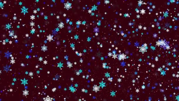 Festive Animated Christmas Computer Screen Saver Moving Stylized Snowflakes Stars — Stock Video