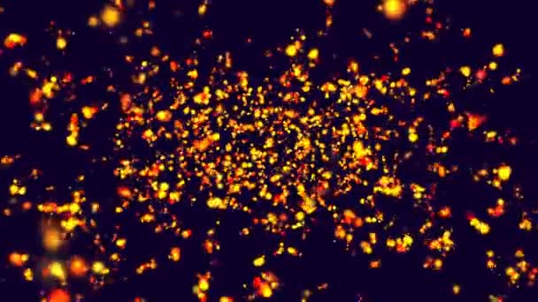 Écran de fond animé abstrait avec effet de particules clignotantes rotatives du rendu d'ordinateur de forme ronde 