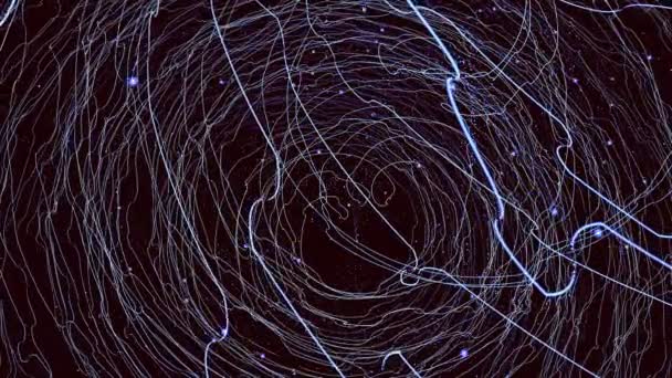 丸い形のコンピューター レンダラーの粒子効果を回転と抽象的なアニメーション背景 — ストック動画
