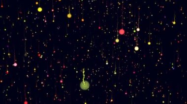 Karanlık bir arka plan üzerinde renkli parçacık alan nesnelerin 3d render ile soyut bilimsel bilgisayar animasyon