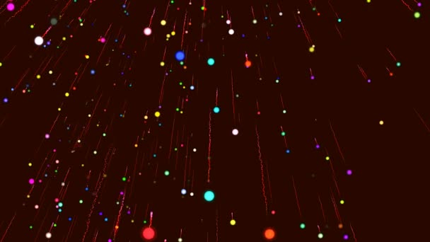 抽象科学计算机动画与三维渲染对象在空间彩色微粒在黑暗的背景 — 图库视频影像