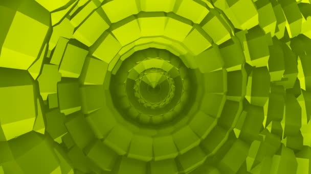 Abstract Animated Video Concentric Rings Rotating Center Volumetric Figures Green — Stock Video