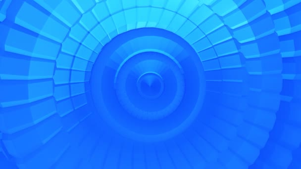 Abstract Animated Video Concentric Rings Rotating Center Volumetric Figures Blue — Stock Video