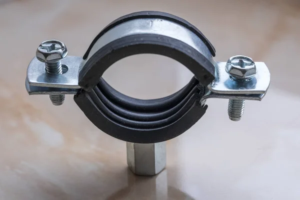 Metal Clip Clamp Rubber Gasket Eliminate Leakage One Inch Pipe — Stock Photo, Image