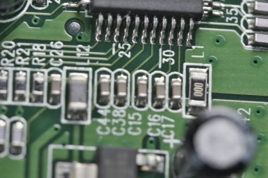 Aygıt yakın çekim bilgisayar devre alan sığ derinliği olan elektronik bileşenleri ile elektronik yönetim kurulu