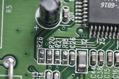 Aygıt yakın çekim bilgisayar devre alan sığ derinliği olan elektronik bileşenleri ile elektronik yönetim kurulu