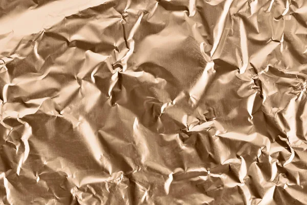 Brown Background Crumpled Metal Foil Sepia Style Close — Stock Photo, Image