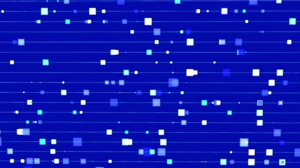 Синій Анімований Абстрактний Фон Квадратами Різного Розміру Рухаються Горизонтально Вздовж — стокове відео