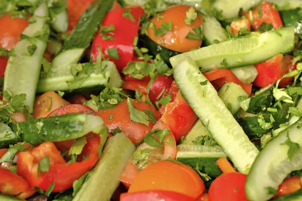 Vegetable salad of tomatoes and cucumbers — Stock Photo, Image