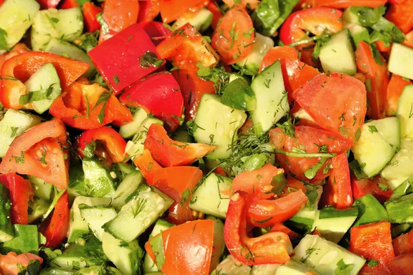 Vegetable salad of tomatoes and cucumbers — Stock Photo, Image