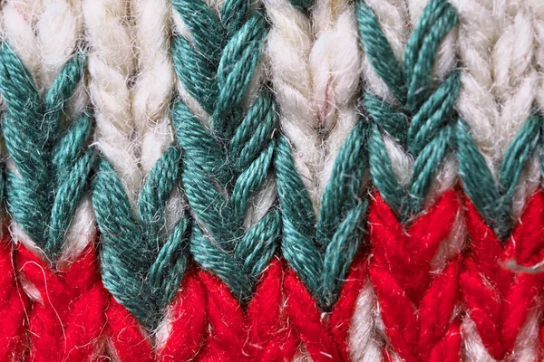 Maille de laine tricotée à la main gros plan — Photo