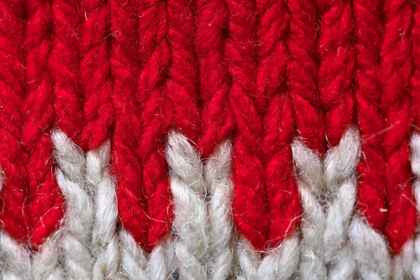 Lã de malha de mão tecido de malha close-up — Fotografia de Stock