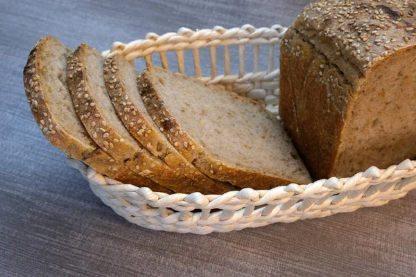 自制黑麦小麦面包烘焙 — 图库照片