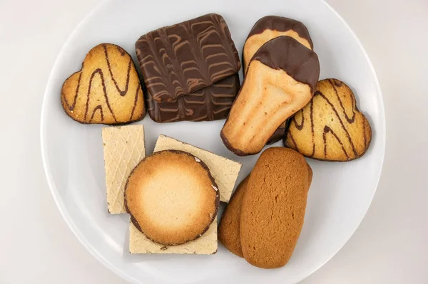 Geassorteerde zandkoekjes deeg koekjes — Stockfoto