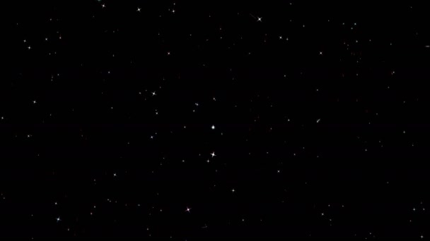 Fond animé abstrait avec des particules de couleur mobiles scintillantes comme des étoiles dans l'espace noir vide, rendu 3D 
