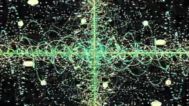 抽象动画视频剪辑 在三维黑色空间 渲染中旋转不同颜色的旋转粒子 在螺旋流中旋转 — 图库视频影像
