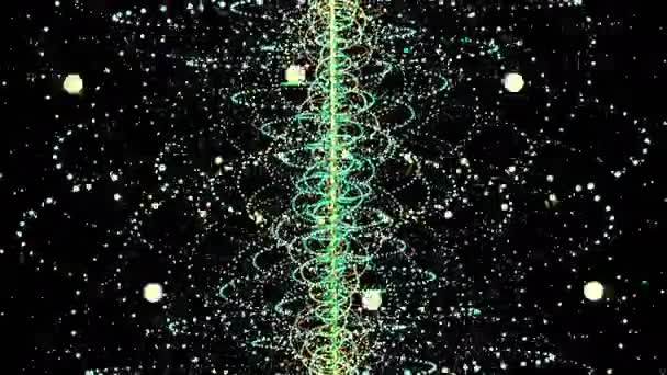 3차원 스페이스 렌더링에서 나선형 스트림에서 회전하는 다양한 색상의 입자가 애니메이션 — 비디오