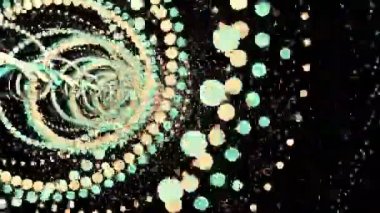 Üç boyutlu siyah uzay 3d render spiral akımlarda dönen farklı renklerde dönen parçacıklar ile soyut animasyonlu video klip