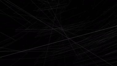 Soyut animasyonlu ekran koruyucu, üç boyutlu uzayın siyah arka plan üzerinde çizgiler ile geçiş video illüstrasyon