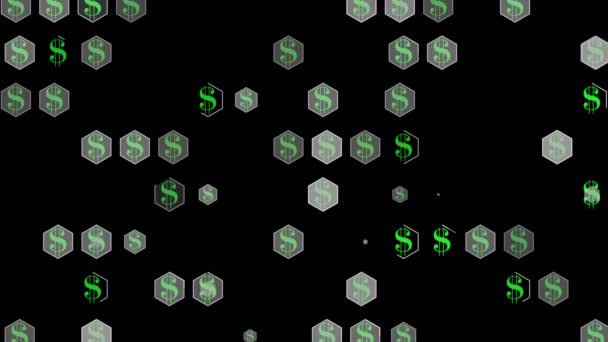 Появляется Исчезает Рамках Пятиугольника Денежный Знак Доллара Сша Анимированная Абстрактная — стоковое видео