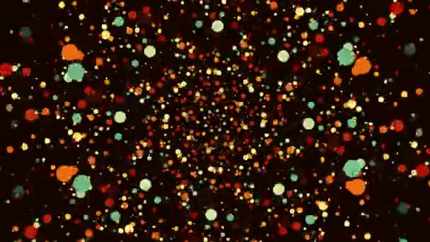 Τέχνη Κινούμενα Σχέδια Βίντεο Στρογγυλά Χρωματιστά Σωματίδια Που Διασκορπίζονται Από — Αρχείο Βίντεο