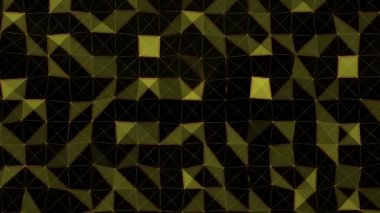 Ekranı dolduran ve yapılandırmayı rasgele değiştiren karanlık uzayda üçgen şeklinde ızgaralı tv video ekran koruyucusu