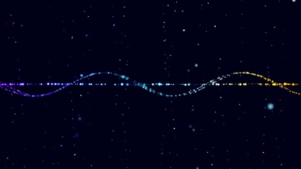 Рендеринг Анимированного Видеоклипа Заставка Компьютера Многоцветные Движущиеся Круглые Частицы Темном — стоковое видео