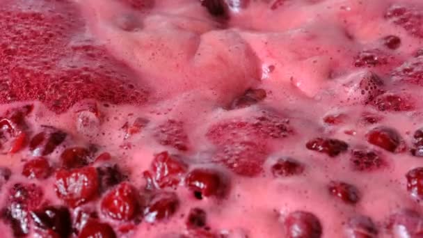 Video Clip Process Making Cherry Jam Berries Boil Its Own — Stock Video