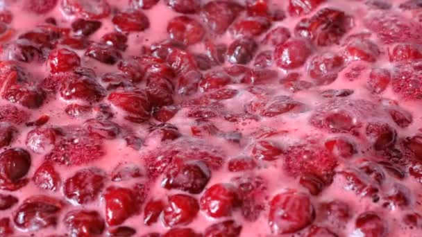 Video Clip Process Making Cherry Jam Berries Boil Its Own — Stock Video