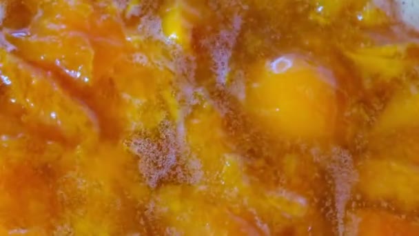 Marmellata Albicocche Cottura Metà Frutta Denocciolata Nel Proprio Succo Con — Video Stock