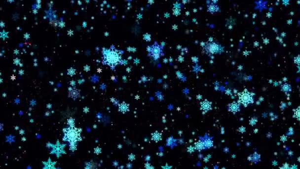 Karanlık Bir Arka Plan Bilgisayarda Hareketli Kar Taneleri Ile Noel — Stok video