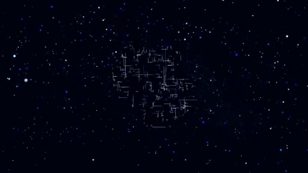 Esquisse d'animation cosmique d'un fond sombre abstrait avec de nombreuses particules en mouvement sur un fond sombre généré par ordinateur rendu 3D 