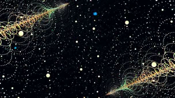 Abstract Animated Illustration Many Colored Moving Particles Dark Space Simulating — Stock Video
