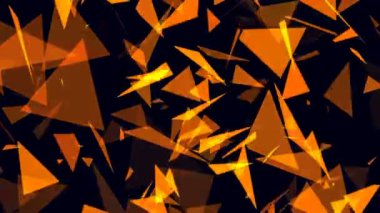 Koyu bir arka plan üzerinde hareketli ışıklı kahverengi geometrik şekiller üçgenler ile animasyonlu soyut arka plan